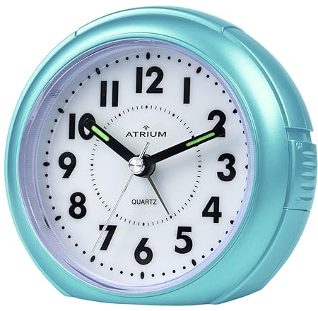 ATRIUM Wecker analog hellblau ohne Ticken, mit Licht und Snooze A240-15