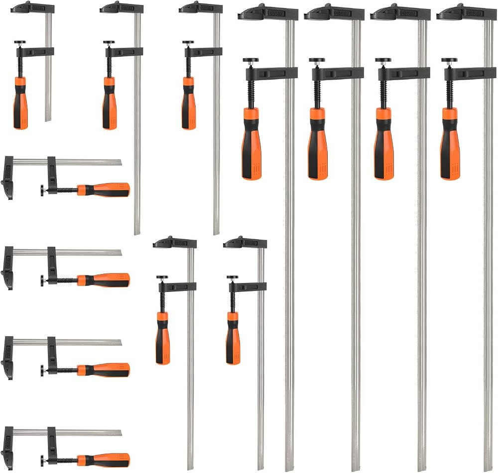 VonHaus 13pcs Wood Clamps Quick Grip F Clamps 300/600/150mm Heavy Duty