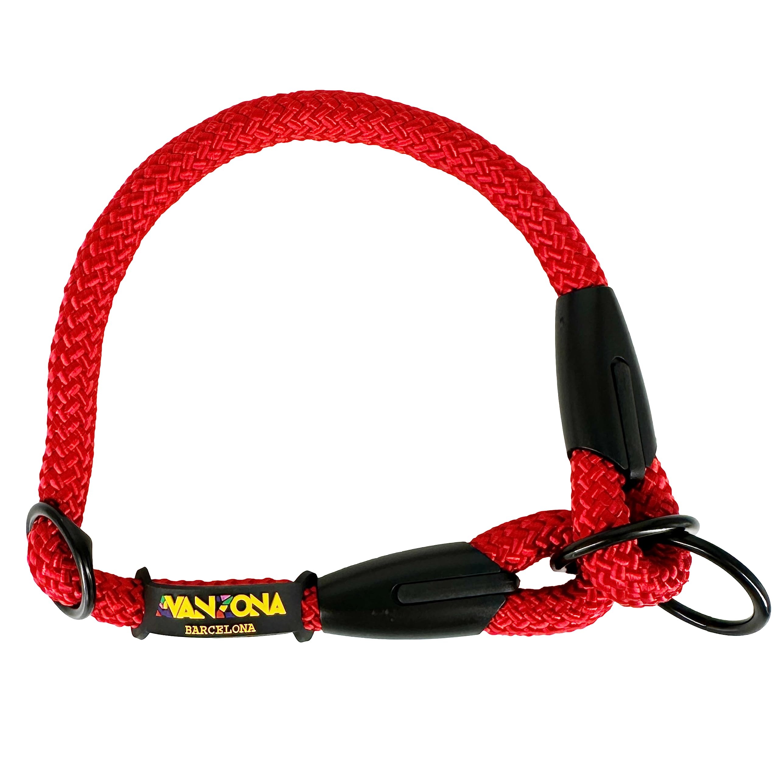 Training Collar for Dogs – Anti-Pull, Adjustable, Made Polyester Rope, Suitable for Small, Medium and Large Dogs, Made in Spain. Red. M(≤60CM).