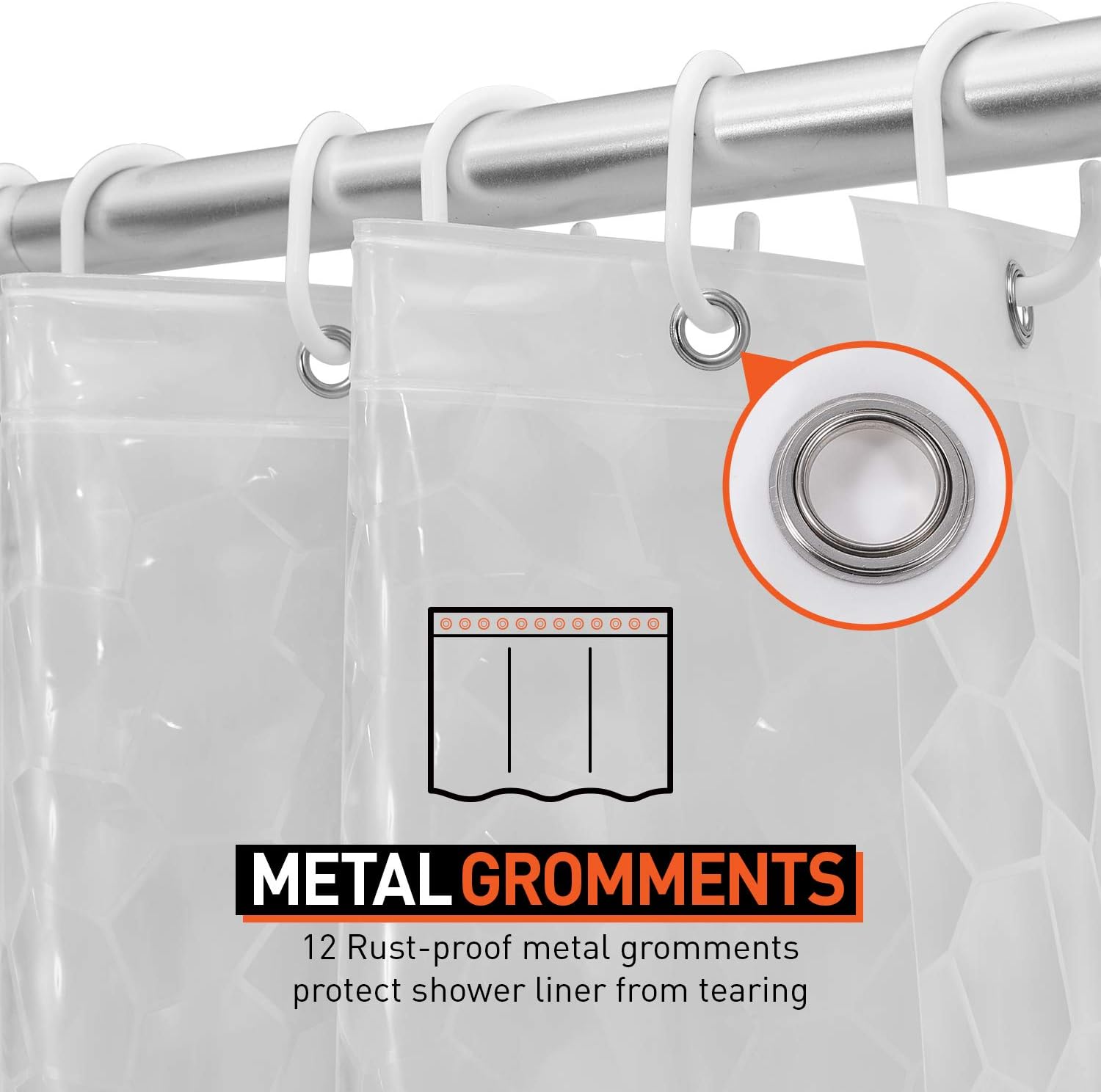 Arcedo Shower Curtain Liner with Magnet, Water Repellent Shower Curtain, Plastic Stall Shower Curtain with Hooks, Odorless Bathroom Accessories with Rust Resistant Grommet, 72 x 72 Inch, Water Cube: Home & Kitchen