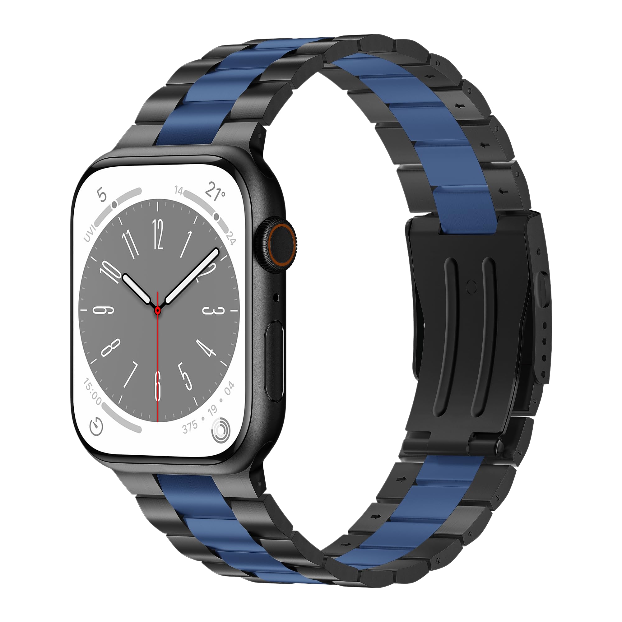 iitee Ultra 3 Watch Strap Compatible with Apple Watch 49mm 46mm 45mm 44mm 42mm, Upgraded Stainless Steel Wristband for iWatch Ultra 2, Series 11-1, SE 3, Black/Blue