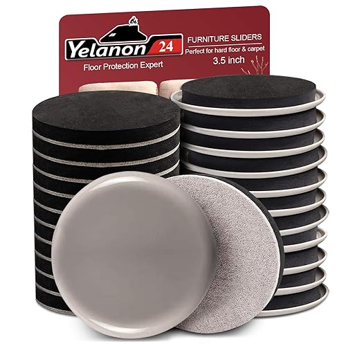 Yelanon Furniture Sliders, 20pcs-3 1/2” Felt Furniture Sliders for