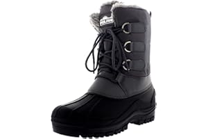 Polar Mens Muck Lace Up Short Nylon Winter Snow Rain Lace Up Casual Duck Boots
