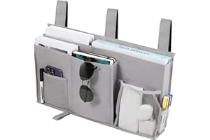 Joyfulife Bedside Caddy Bunk Bed Organizer Bedside Storage Organizer Hanging Bed Organizer Storage Bag Pocket for Bunk, Hospital Beds, College Dorm Rooms, Baby Bed Rails, Camp 8 Pockets (A-Gray)