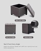 HNNHOME Stool with Storage 44L Linen Anthracite 45x45x41 cm view 5
