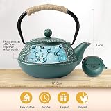 SUSTEAS Cast Iron Teapot 900ml Tetsubin with Infuser Dark Green view 5