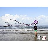 Kizh Kite Octopus Large Frameless Soft Parafoil Kites for Kids and Adults Easy Flyer Kite for Beach Park Garden Playground 150 Inchs Long Perfect Outdoor Fun