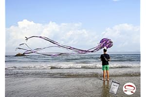 Kizh Kite Octopus Large Frameless Soft Parafoil Kites for Kids and Adults Easy Flyer Kite for Beach Park Garden Playground 150 Inchs Long Perfect Outdoor Fun