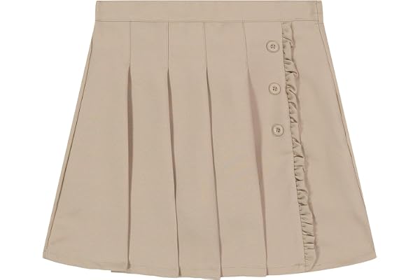 Nautica Girls' School Uniform Pleated Pull-on Scooter Skirt With Undershorts, Knit Waistband