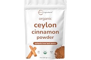 MICRO INGREDIENTS Organic Ceylon Cinnamon Powder, 8oz | Premium Sri Lanka Inner Bark Source | Sweet & Earthy Flavor | Great for Baking, Cooking, & Drinks | Additive Free, Non-GMO, No Gluten