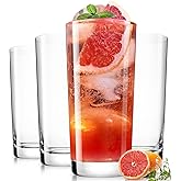 LUNA & MANTHA Drinking Highball Glasses Set of 4, Water Glasses 16 oz, Wide Mouth Design Lead-Free Crystal Glassware, Tall Glass Cups for Mojito and Tom Collins, Cocktail