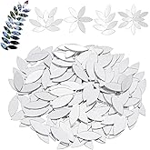 200pcs Leaf Shape Craft Mirrors Mosaic Tiles, 0.1×0.5 inches Small Mirror Mosaic Tiles, Self-Adhesive Mini Leaves Petal Shape Mirror Stickers Pieces for DIY Crafts, Art Projects and Home Décor