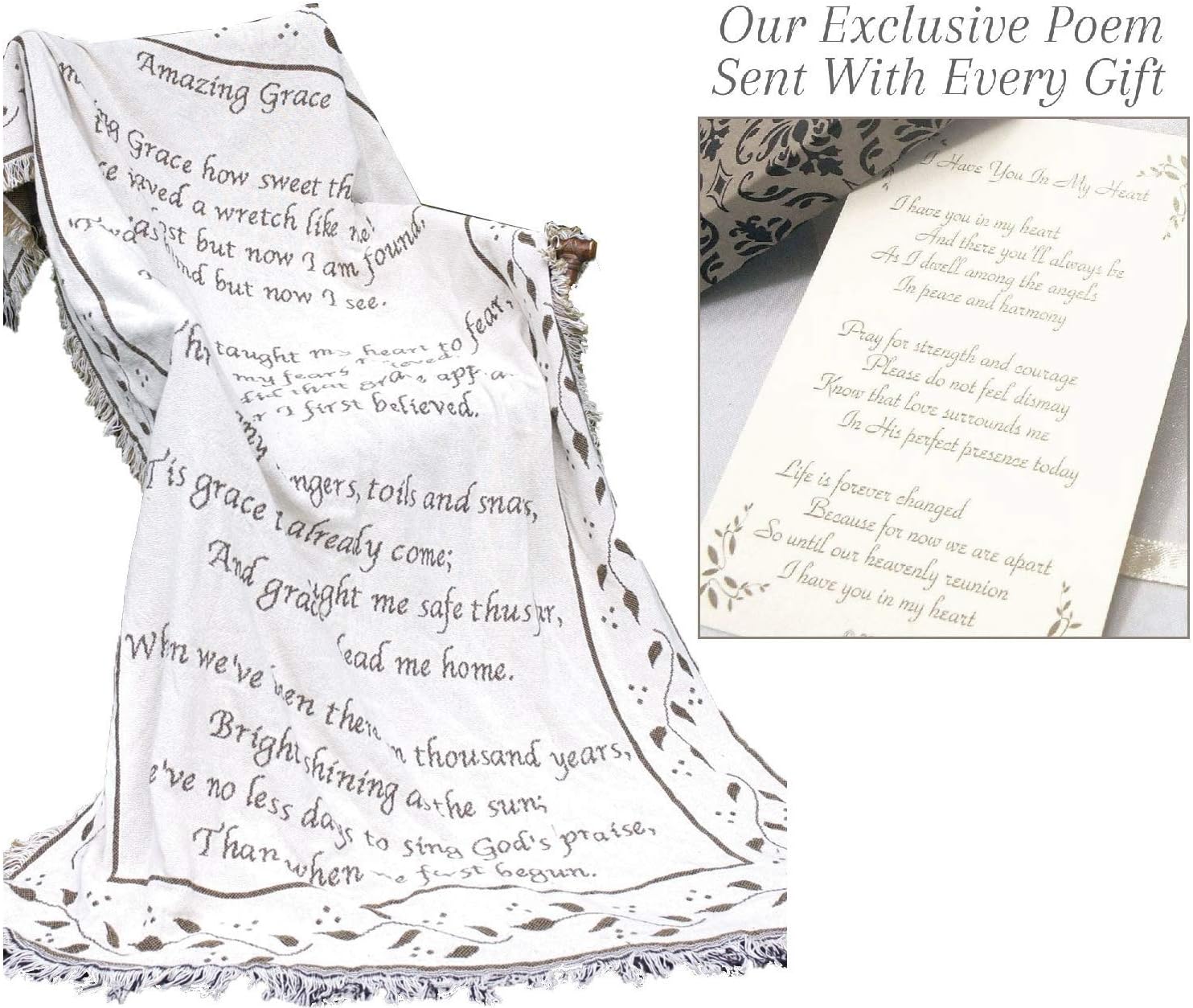 Amazing Grace Sympathy Blanket Tapestry Throw Memorial Gift with Exclusive Poem and Card Send for Loss of a Loved One