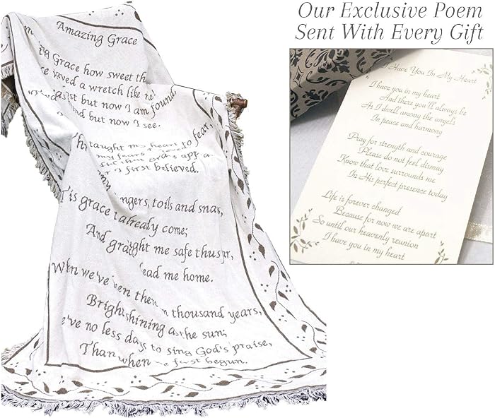 Amazing Grace Sympathy Blanket Tapestry Throw Memorial Gift with Exclusive Poem and Card Send for Loss of a Loved One