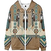 SIAOMA Native American Indians Hoodie Unisex 3D Print Hooded Coat Native American Zip Up Jacket