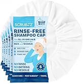 Scrubzz Shampoo Caps No Rinse for Elderly and Bedridden Patients, Rinse Free Shampoo Caps for Post Surgery and Hospital Stays, Waterless Hair Washing Shower Caps - 6 Pack