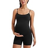 CRZ YOGA Butterluxe Maternity Cami Strap Workout Romper - U Neck Casual Shorts Jumpsuit Pregnancy Womens Tank Top Bodysuit