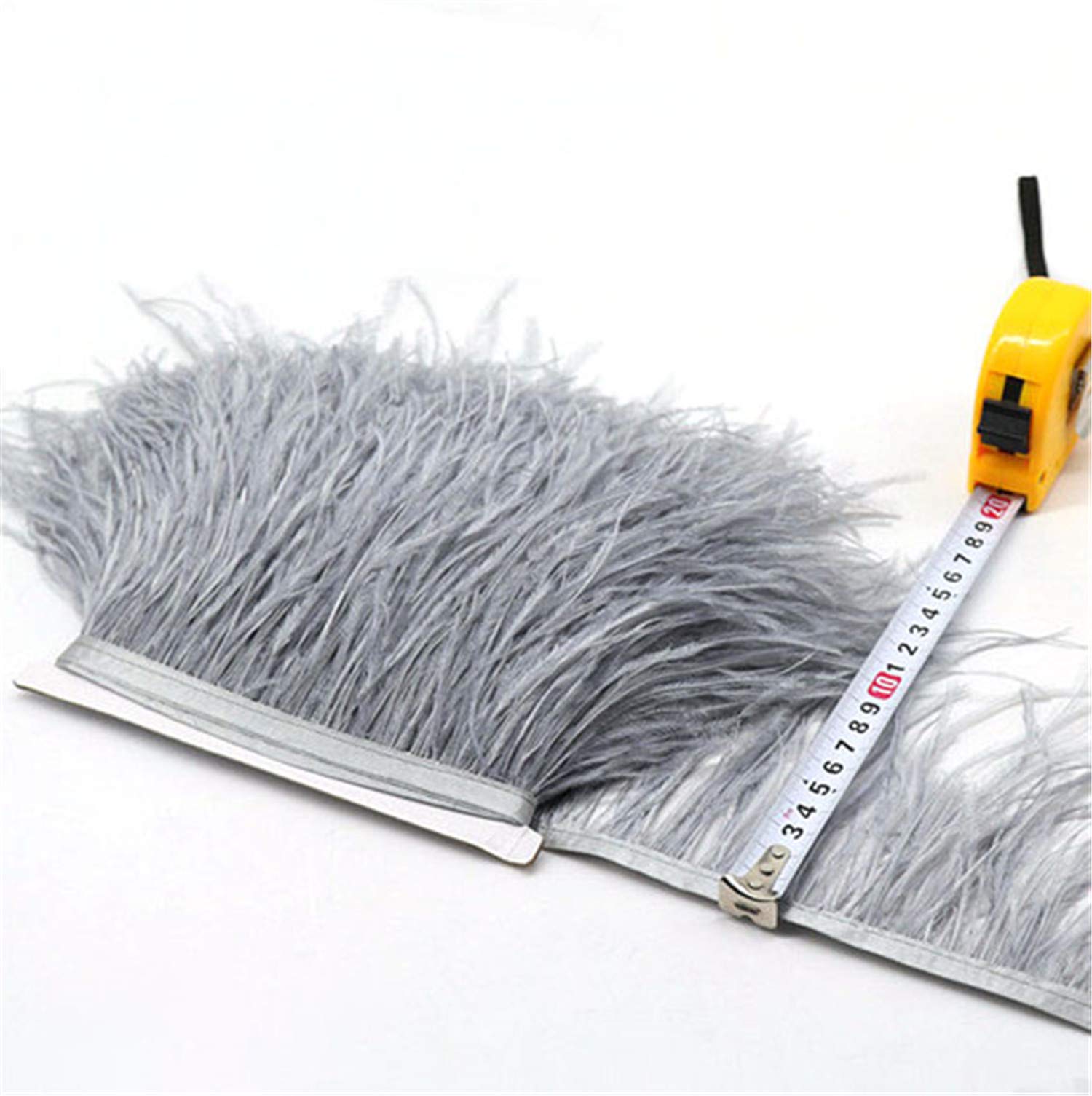 36 Colours Quality Ostrich Feather Trimming Fringe for Millinery Craft Dress Making (Siver Grey,2 Meters)