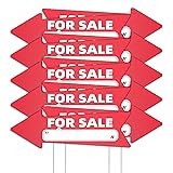 For Sale Red Arrow Signs with Stakes-16 x 5 in
