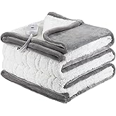 ESTINGO Electric Blanket Twin Size - 62"x84" Twin Heated Blanket with 5 Heating Levels, Heating Blanket with 10h Auto-Off Overheating Protection for Bedroom Office Couch, Light Gray