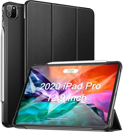 Amazon Com Ztotopcase For New Ipad Pro 12 9 Inch 4th Generation 2020 Release Ultra Slim Lightweight Trifold Stand Smart Folio Case Hard Cover For Ipad Pro 12 9 Inch Tablet 2020 Release Black Computers Accessories