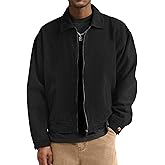 Comdecevis Jackets for Men Chaqueta Para Hombre Lightweight Corduroy Jacket with Pockets M Black