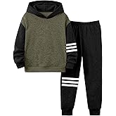 kadoubiyoo Toddler Boy Clothes Long Sleeve Colorblock Hoodie Sweatsuits Tops and Pants 2Pcs Winter Outfits Boys Fall Clothes