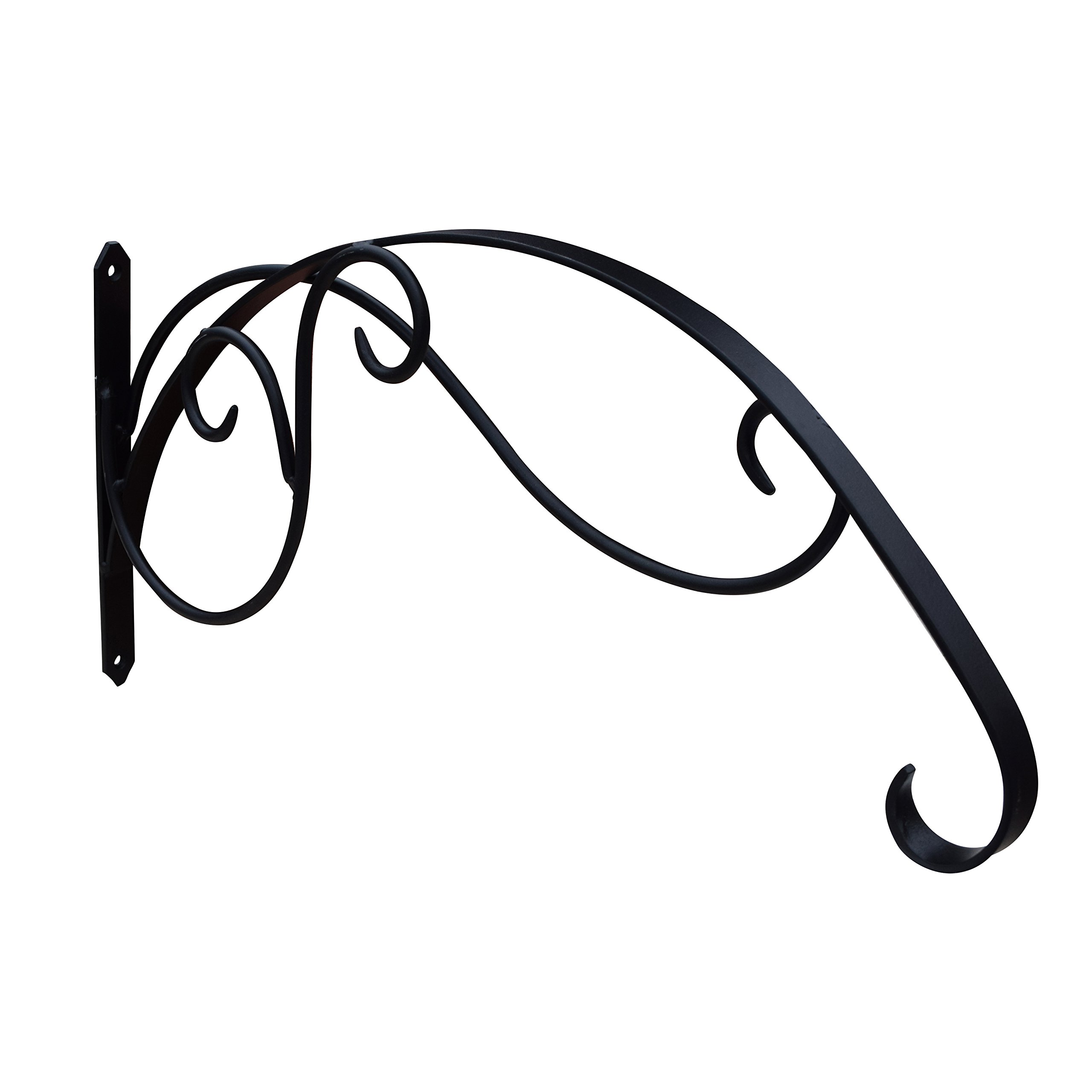 Gray Bunny GB-6879B1 Large Scroll Wall Hook, 23 Inch, Black, Steel, for Bird Feeders, Planters, Lanterns, Wind Chimes, and More!