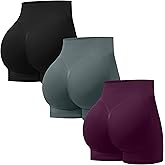 OVESPORT 3 Pack Seamless Women Workout Shorts Scrunch Butt Lifting Gym Booty Biker Shorts