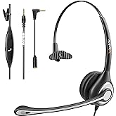 Wantek Cell Phone Headset with Microphone Noise Cancelling for Laptops, PC,3.5mm Jack,Volume Control,Wired Computer Headsets for Zoom Skype,for Office,Business, Call Center, Clear Chat（Black）