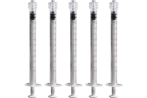 10 Pack 1ml Plastic Syringes, Luer Lock Syringe Without Needle, Individually Sealed Wrap, Use for Scientific Lab, Measurement