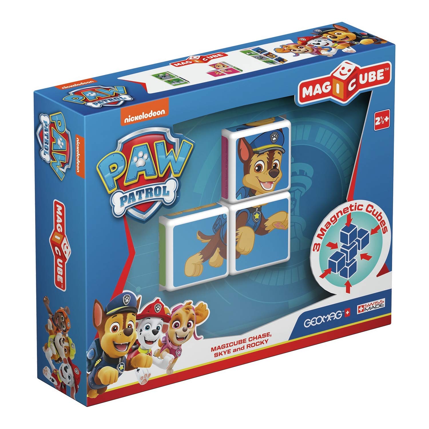 Geomag Magicube Paw Patrol 077 - Chase, Skye and Rocky - Magnetic Constructions, 3 Cubes