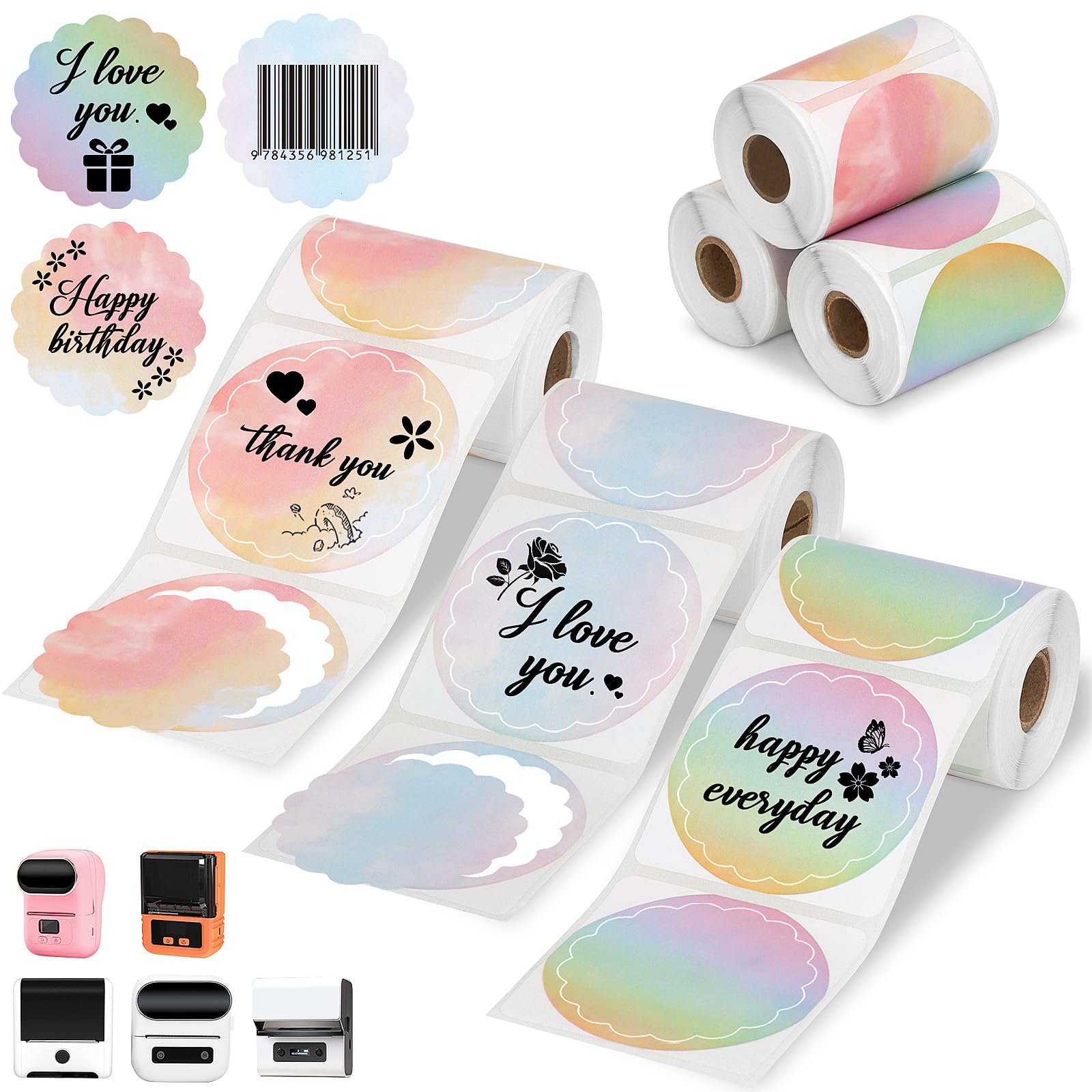 Thermal Labels Paper for SUPVAN T50M Pro, Phomemo M220 M200 M221 M110 Labels Maker, 1.96’’ x 1.96’’ Waterproof Sticker Mini Printer Paper for DIY Barcode Logo Journal Notes Memo