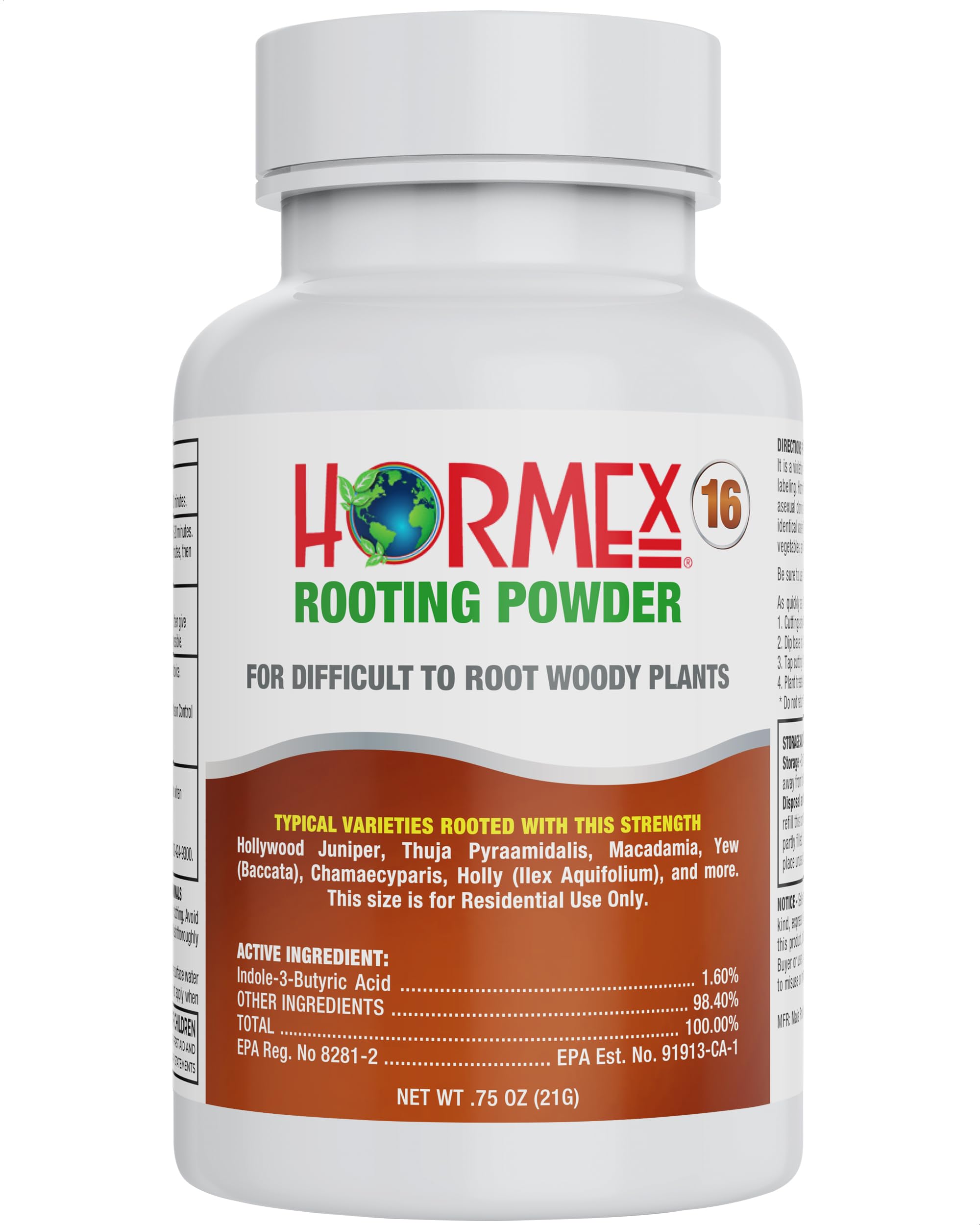 Photo 1 of Hormex Rooting Powder #16 (1.60 IBA) - Rooting Hormone for Difficult Hardwood & Tree Cuttings - Root Growth Stimulator for Plant Cloning - Strong Roots for Maximum Propagation Success