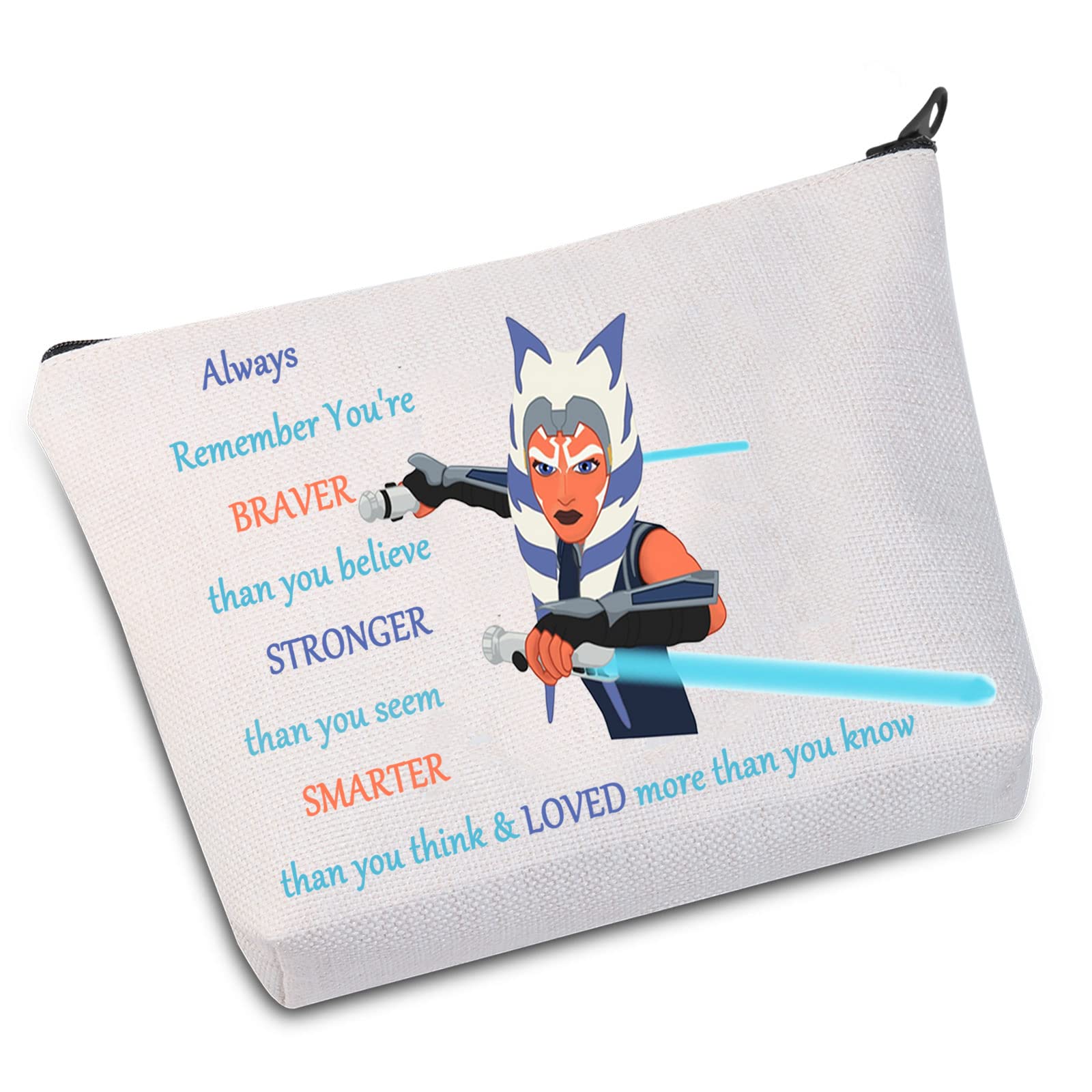 WZMPA Movie Cosmetic Makeup Bag Movie Fans Gift You Are Braver Stronger Smarter Than You Think Makeup Zipper Pouch Bag For Women Girls, Always Ahsoka, Bag