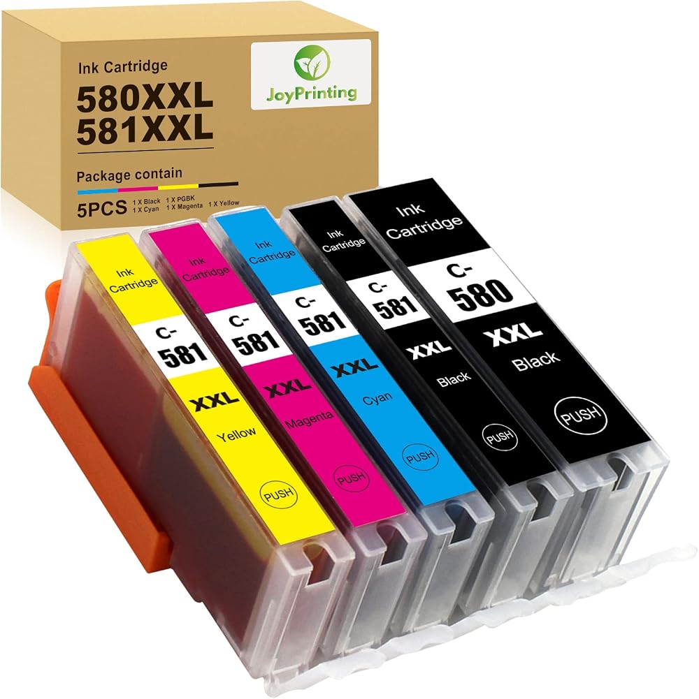 JoyPrinting 5X 580XXL 581XXL Ink Cartridges for Canon TR7550 TR8550 TS705
