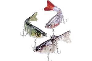 A AKRAF Lifelike Fishing Lures for Bass, Trout, Walleye, Predator Fish - Realistic Multi Jointed Fish Popper Swimbaits - Spinnerbaits Lure Fishing Tackle Kits - Freshwater and Saltwater Crankbaits - 3 Pack