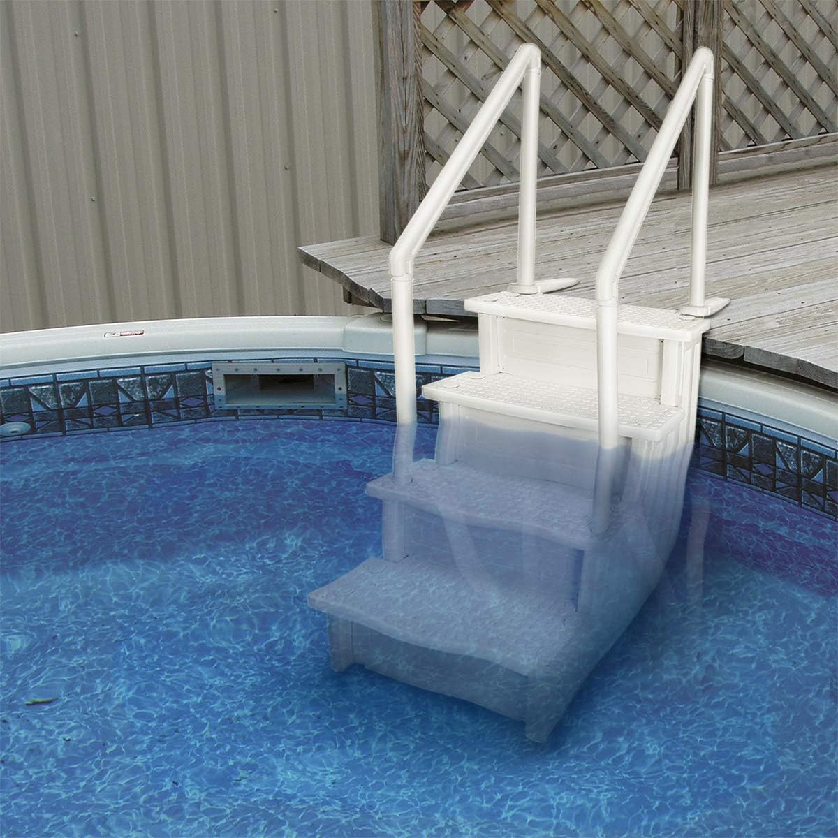 32 Inch Safety Step Above Ground Swimming Pool Ladder /W Handle Slip Prevent : Garden & Outdoor