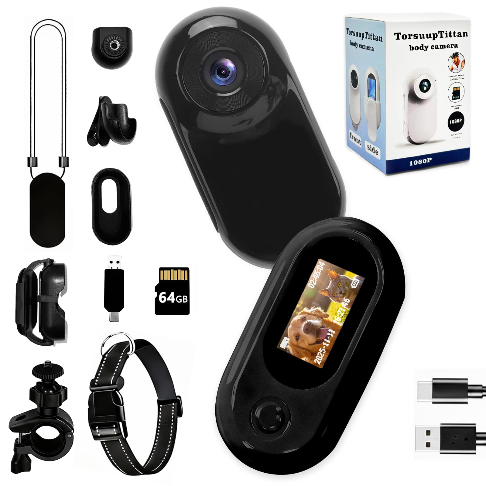 Photo 1 of Mini Body Camera 1080P with 64GB Card, Audio & Video Recording, Wearable Action Body Cam, Thumb-Size POV Camera, Portable Recorder for Daily Life, Travel, Pets & Motorcycle Riding (Black)