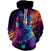 sanatty Unisex 3D Print Pullover Hooded Sweatshirt with Big Pockets for Men, Women, Teen Boys
