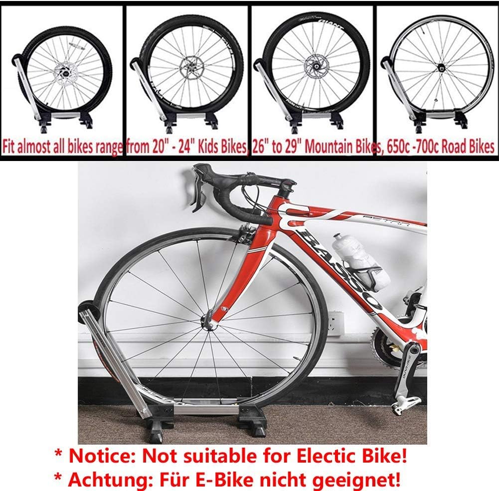 Jolitac Foldable Bicycle Storage Stand Sports Bike Floor Parking Rack Alloy Wheel Holder Fit 20-29 inch Bikes Indoor Home Garage Using (Black) - Image 5