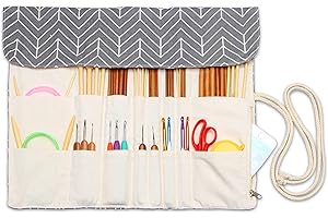 Teamoy Knitting Needles Holder Case(up to 14 Inches), Rolling Organizer for Straight and Circular Knitting Needles, Crochet H