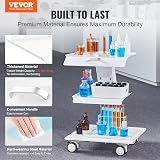 VEVOR 3-Tier Lab Trolley Cart Stainless Steel Rolling Medical Clinic Utility view 2