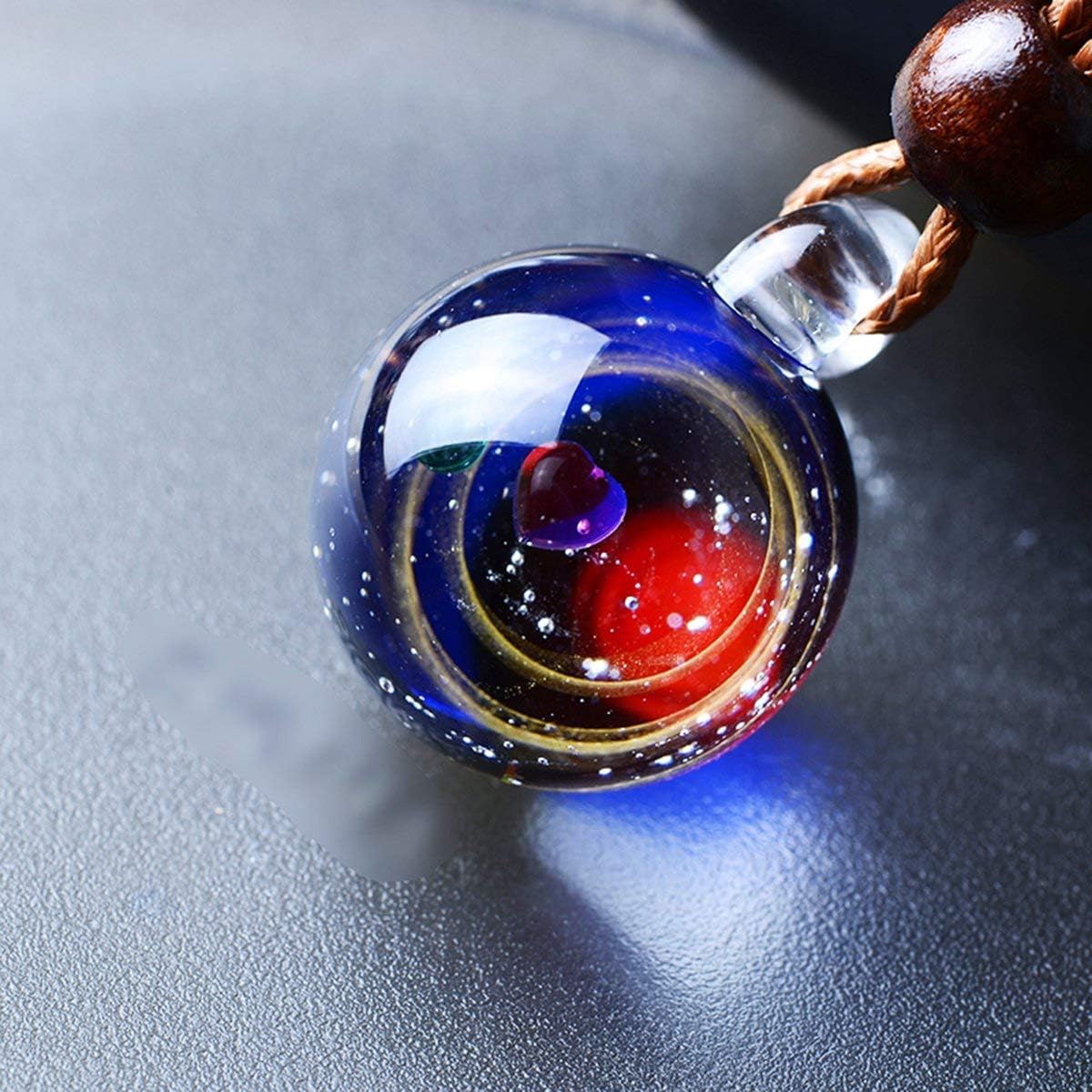 Gugutogo Cosmos Volcanic Glass Ball Jewelry Pendant Necklaces Trendy Chain Handmade Craft Fashion Time Gem Jewelry Accessories
