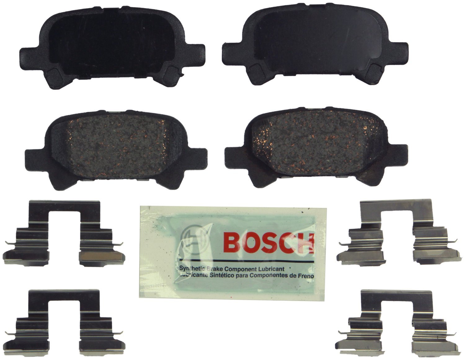 Photo 1 of BOSCH BE828H Blue Ceramic Disc Brake Pad Set with Hardware - Compatible with Select Toyota Avalon, Camry, Solara; REAR