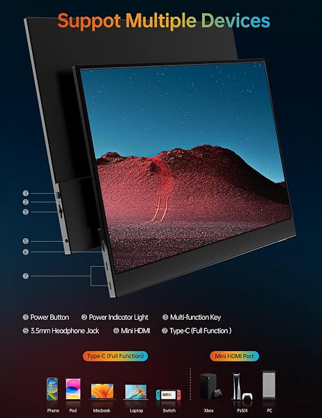 VILVA PORTABLE-MONITOR-FOR-LAPTOP – 15.6” 1080P FHD IPS DISPLAY USB-C HDMI PORTABLE MONITOR FOR LAPTOP WITH COVER AND SPEAKERS EXTERNAL MONITOR FOR LAPTOP/PC/MAC/PHONE/XBOX SWITCH/PS4/