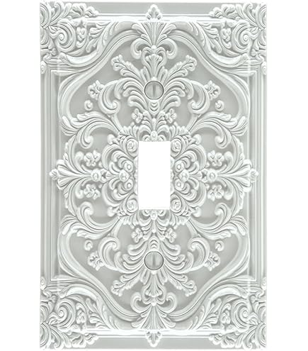 Placca Copri Interruttore Elettrico Meriville French Scroll – Singola/Duplex, Dipinta A Mano, Verde Buckingham Con Oro