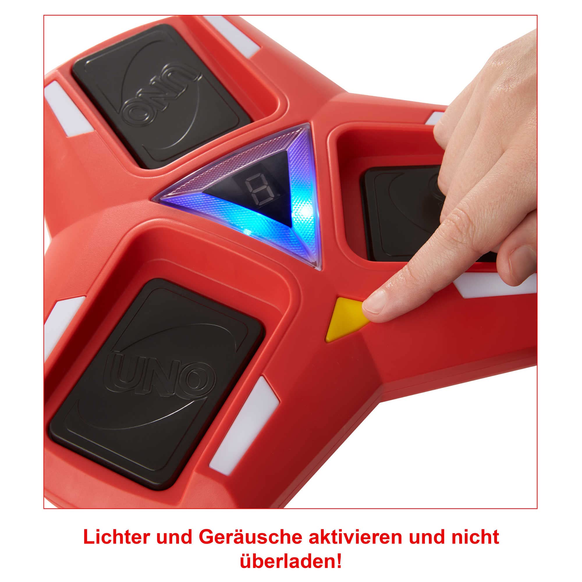 Mattel Games UNO Triple Play, Uno Kartenspiel für die Familie, mit Licht und Soundeffekten, Perfekt als Kinderspiel, Reisespiel oder Spiel für Erwachsene, für 2-6 Spieler, ab 7 Jahren, HCC21 3