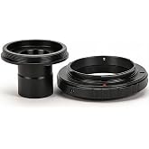 Zyyini Microscope Lens Adapter, Aluminium Alloy Black 23.2mm T-Mount Microscope to for SLR Camera Biological Microscope Adapter Ring Record The Beauty in The Micro World