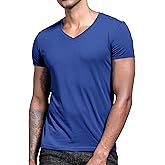 Mens Active Quick Dry V Neck T-Shirts Athletic Running Gym Workout Short Sleeve Tee Muscle Fit Stretch Ribbed Lightweight Top